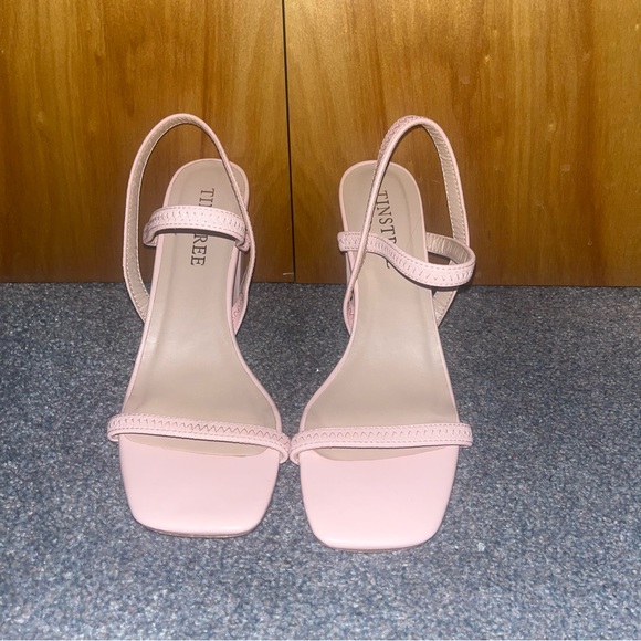 tinstree Shoes - Tinstree Nude Pink Block Heels Dressy Sandals- 3.5 Inch Heel. Size 8. EUC